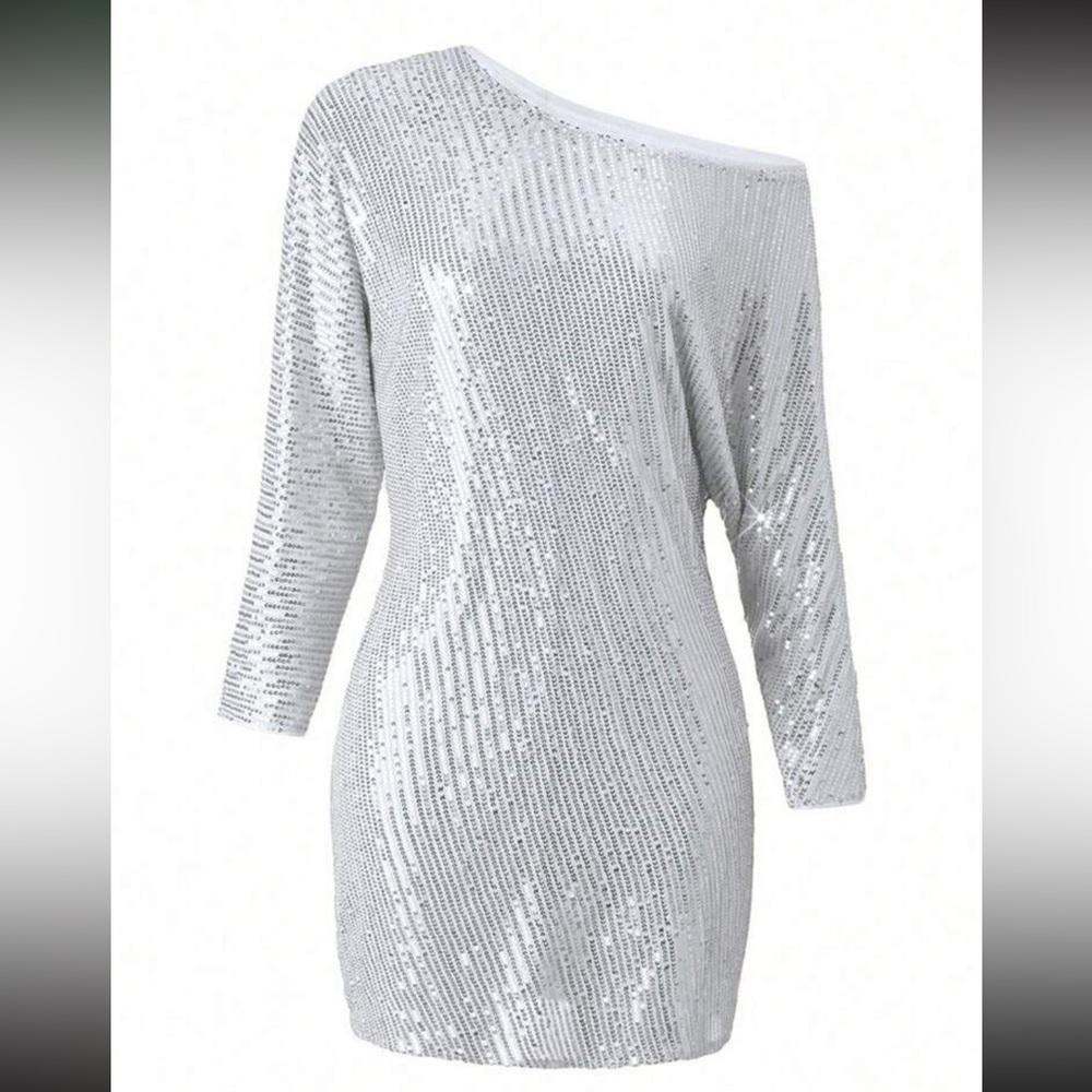 Luxe asymmetrical neck party dress - Picture 8 of 8